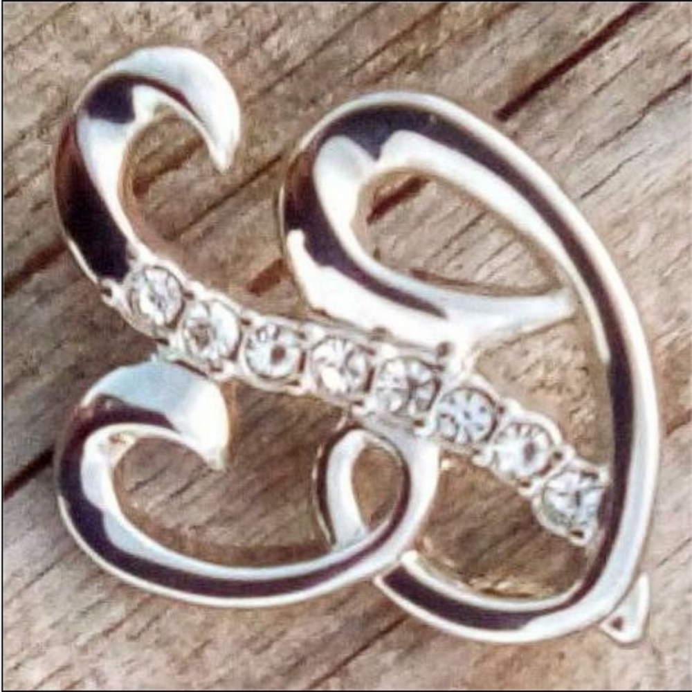Vintage Script B Rhinestone Brooch - Picture 2 of 5